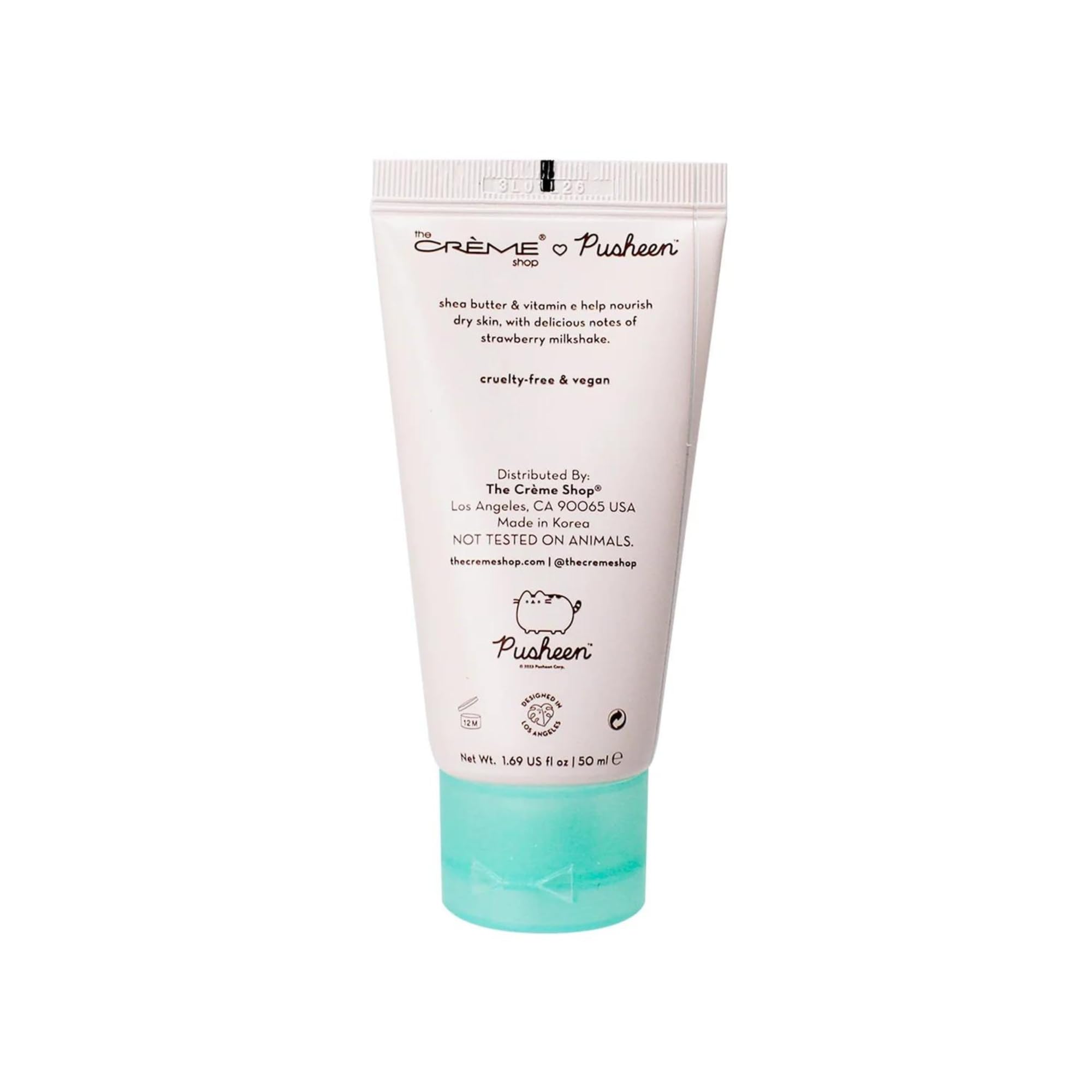The Crème Shop X Pusheen, Strawberry Milkshake Moisturizing Hand Crème, Hand Cream for Dry Hands, Body Lotion