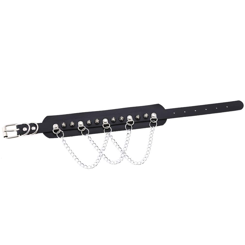 Leather Choker Collar Necklace, Heart Shape Gothic Punk Rock Choker Necklace Collars: Black Heart Chain