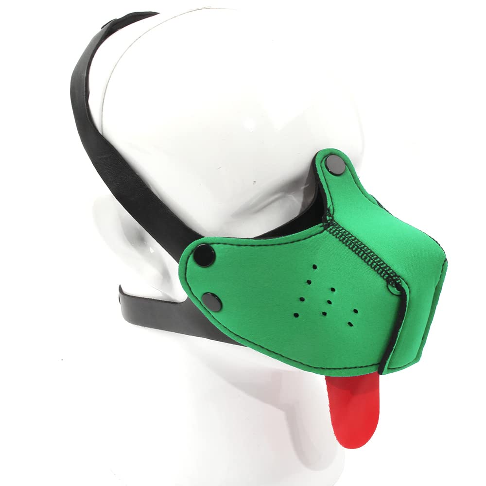 Neoprene Puppy Face Muzzle Dog Hood Mask Play Hoods: Green
