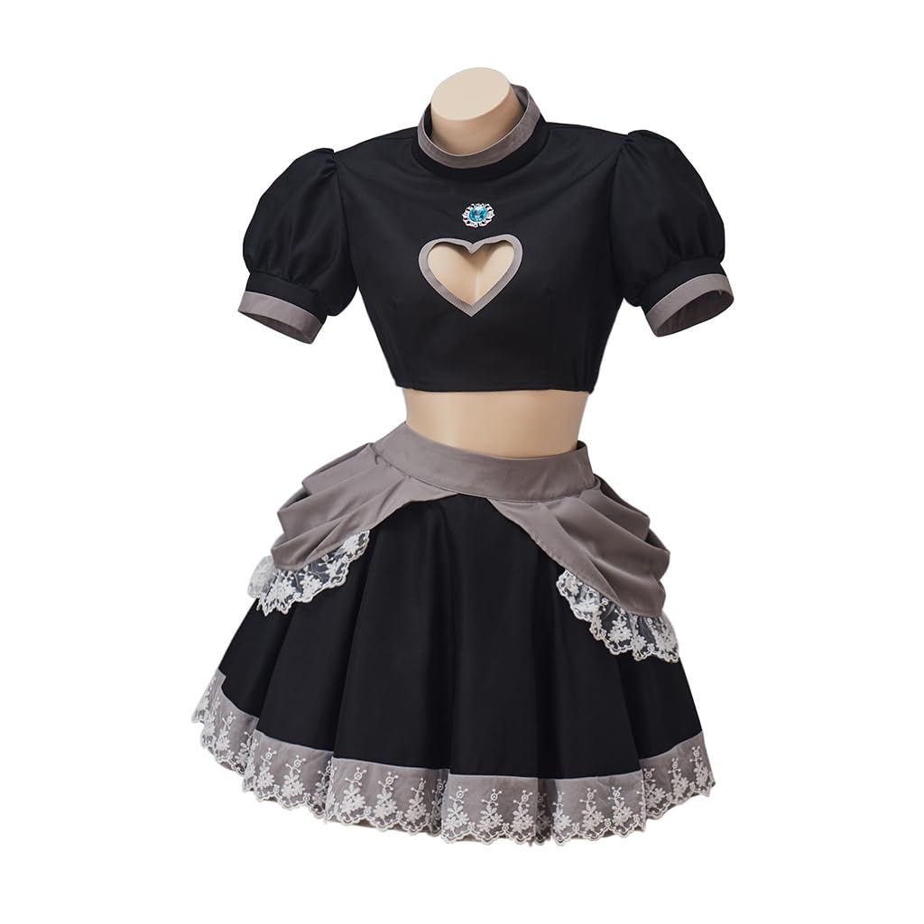 Willyacos Bowsette Cosplay Dress Sexy Black Short Princess Bowsette Cosplay Costume Dress Tops Skirts Outfit for Adult Women: Small Black