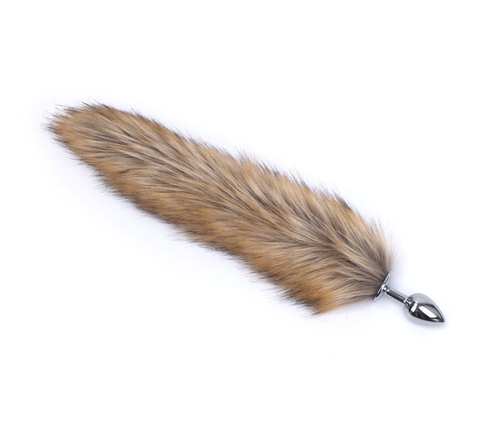 Tail Plug Anal Butt Plug, Butt Plug Faux Fur Tail Anal Sex Toys Buttplug Wolf Tail Toys Stainless Steel But Plug Butt Toys Sex Toys for Women Cosplay Adult Sex Toys for Women Men Couple (Grey): C-brown