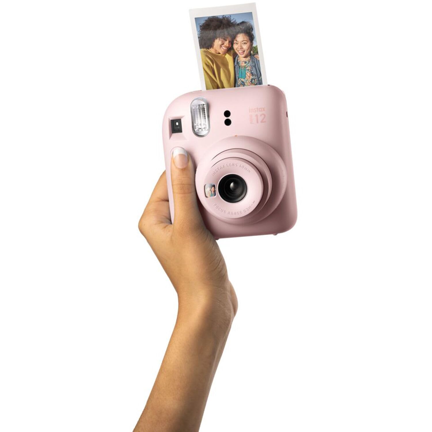 Fujifilm Instax Mini 12 Instant Camera + MiniMate Accessory Bundle & Compatible Custom Case + Fuji Instax Film Value Pack (50 Sheets) Flamingo Designer Photo Album (): Blossom Pink