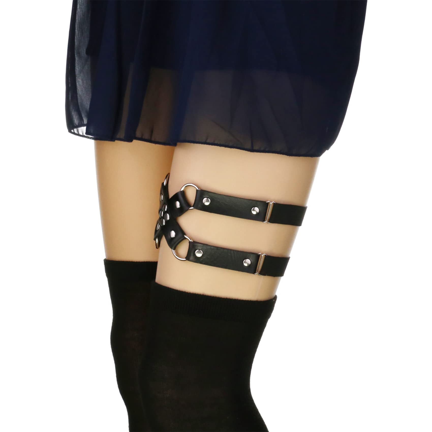 alisikee Adjustable Leg Garter Belt, Elastic Punk Cross Thigh Garters for Women, 1 Pair: alisikee Adjustable Leg Garter Belt, Elastic Punk Cross Thigh Garters for Women, 1 Pair