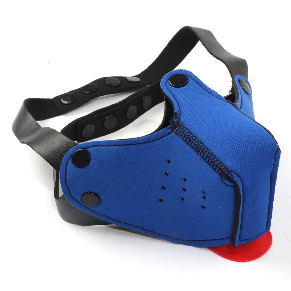 Neoprene Puppy Face Muzzle Dog Hood Mask Play Hoods: Blue