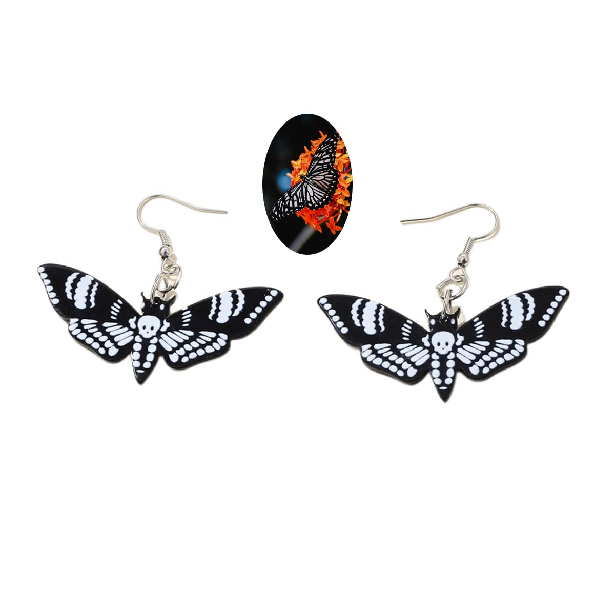 Moth Butterfly Earrings.Punk Insect Drop Earrings Color Acrylic Moth Wing Earrings Statement Black Earrings Party Jewelry for Women