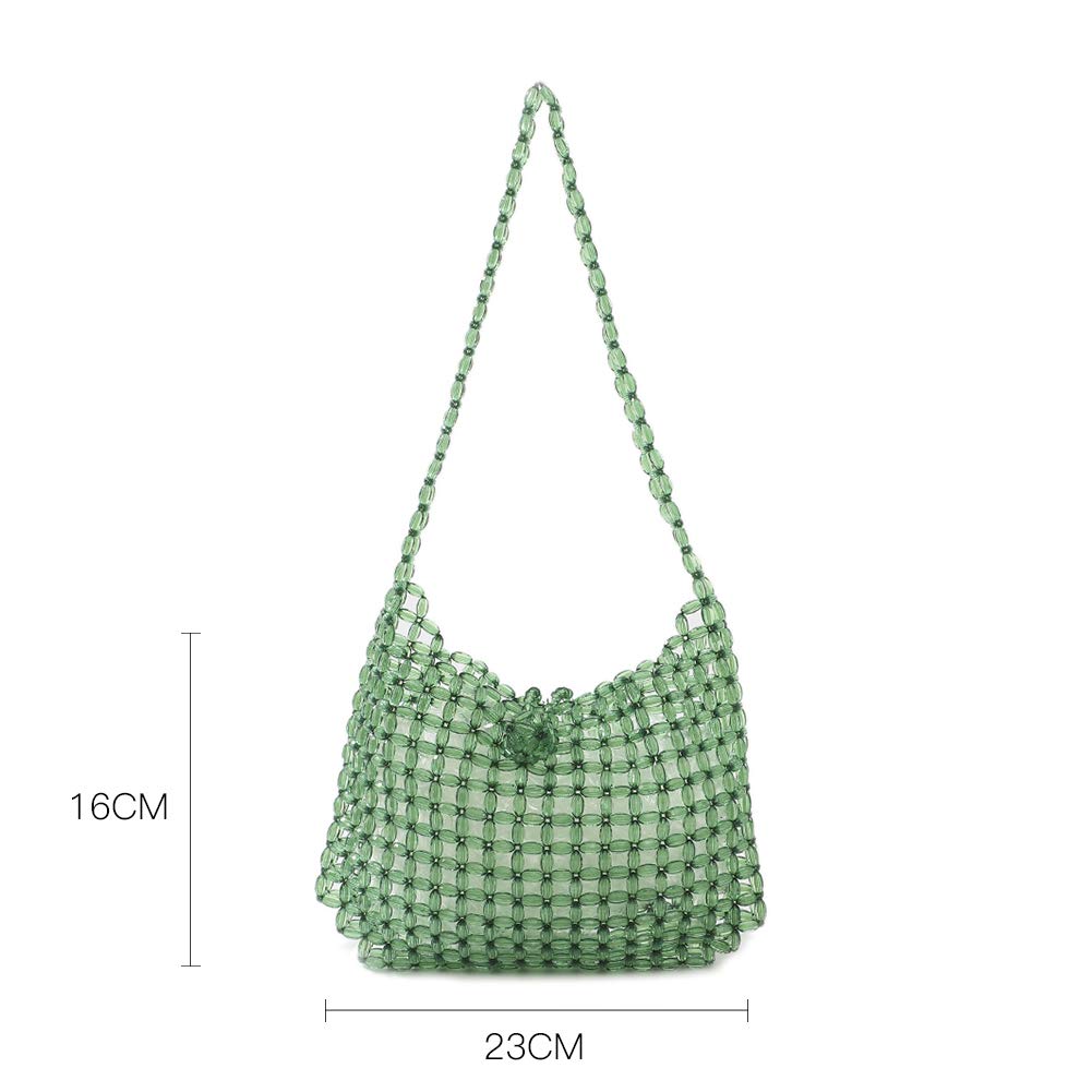 Abvokury YIFEI Women Green Colored Transparent Beaded Acrylic Shoulderbag Evening Handmade Crossbody Bags: Abvokury YIFEI Women Green Colored Transparent Beaded Acrylic Shoulderbag Evening Handmade Crossbody Bags