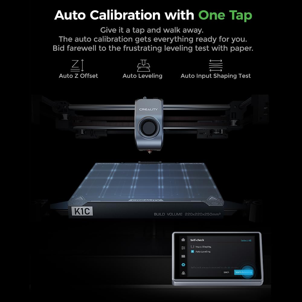 Creality  3D Printer, 2024 New Version 3D Printers with 600mm/s Fast Printing Speed, Support Carbon Fiber Filament 300℃ High-Temp Print, Auto Leveling and Clog-Free Direct Extruder: K1C