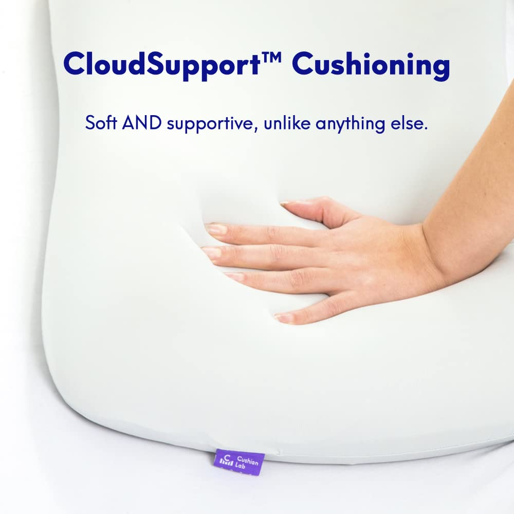 C CUSHION LAB Deep Sleep Pillow, Patented Ergonomic Contour Design for Side & Back Sleepers, Orthopedic Cervical Shape Gently Cradles Head & Provides Neck Support & Shoulder Pain Relief - Calm Grey