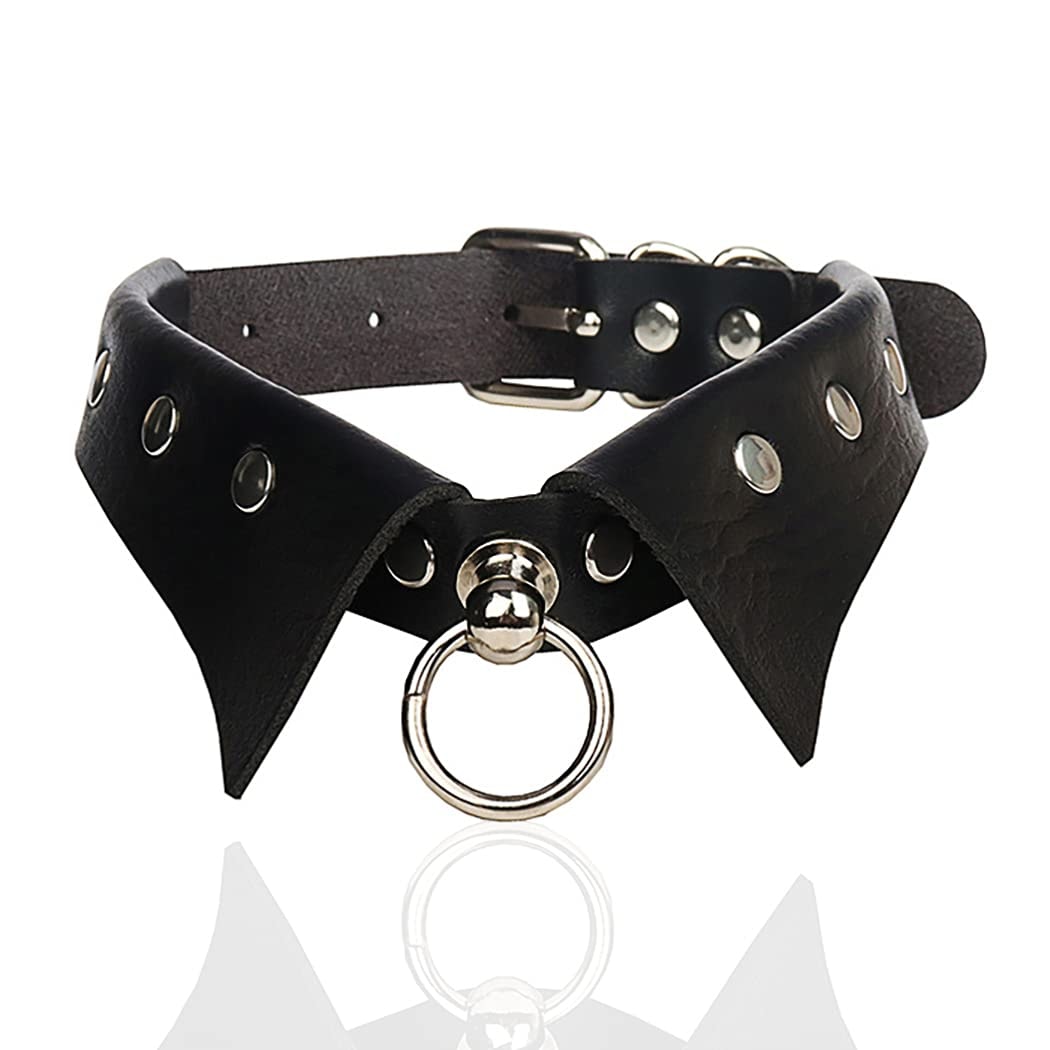 Urieoc Gothic Leather Choker Necklace  Punk Nightclub Jewerly Accessories for Women: Black