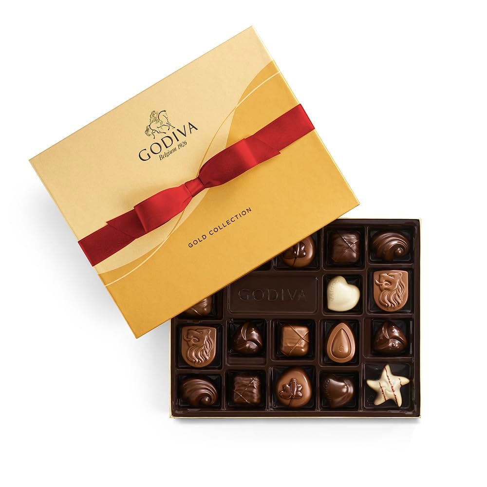 Godiva Chocolatier Anniversary Assorted Chocolate Gift Box, Creamy Milk Dark, and White Chocolates for Loved Ones, Gourmet Celebration Box of Chocolate for Gift Basket, Candy Variety Pack, 36pc: Chocolate 18 Pieces (Pack of 1)