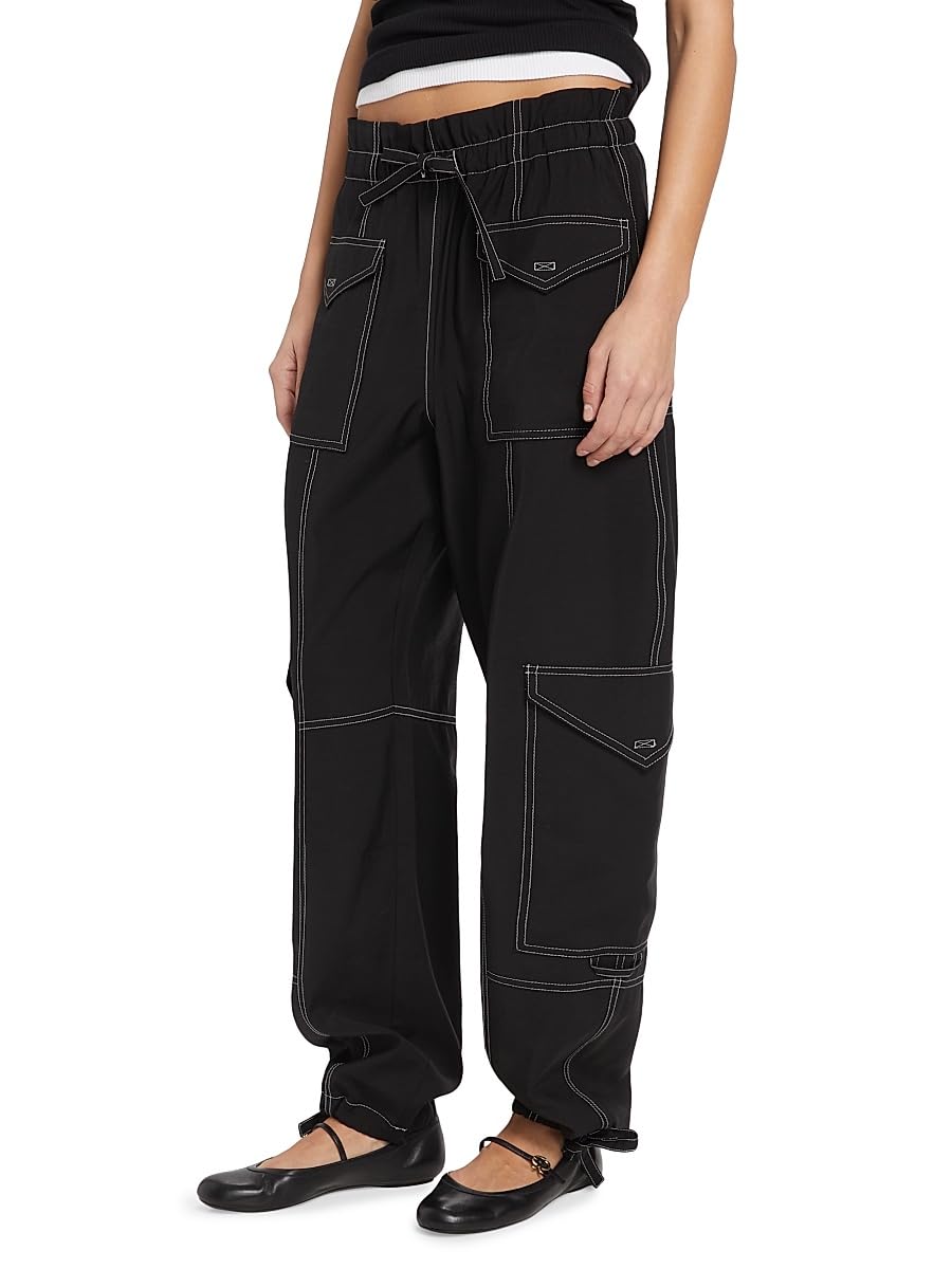 Ganni, Wide-Leg Drawstring Cargo Pants thumbnail 3