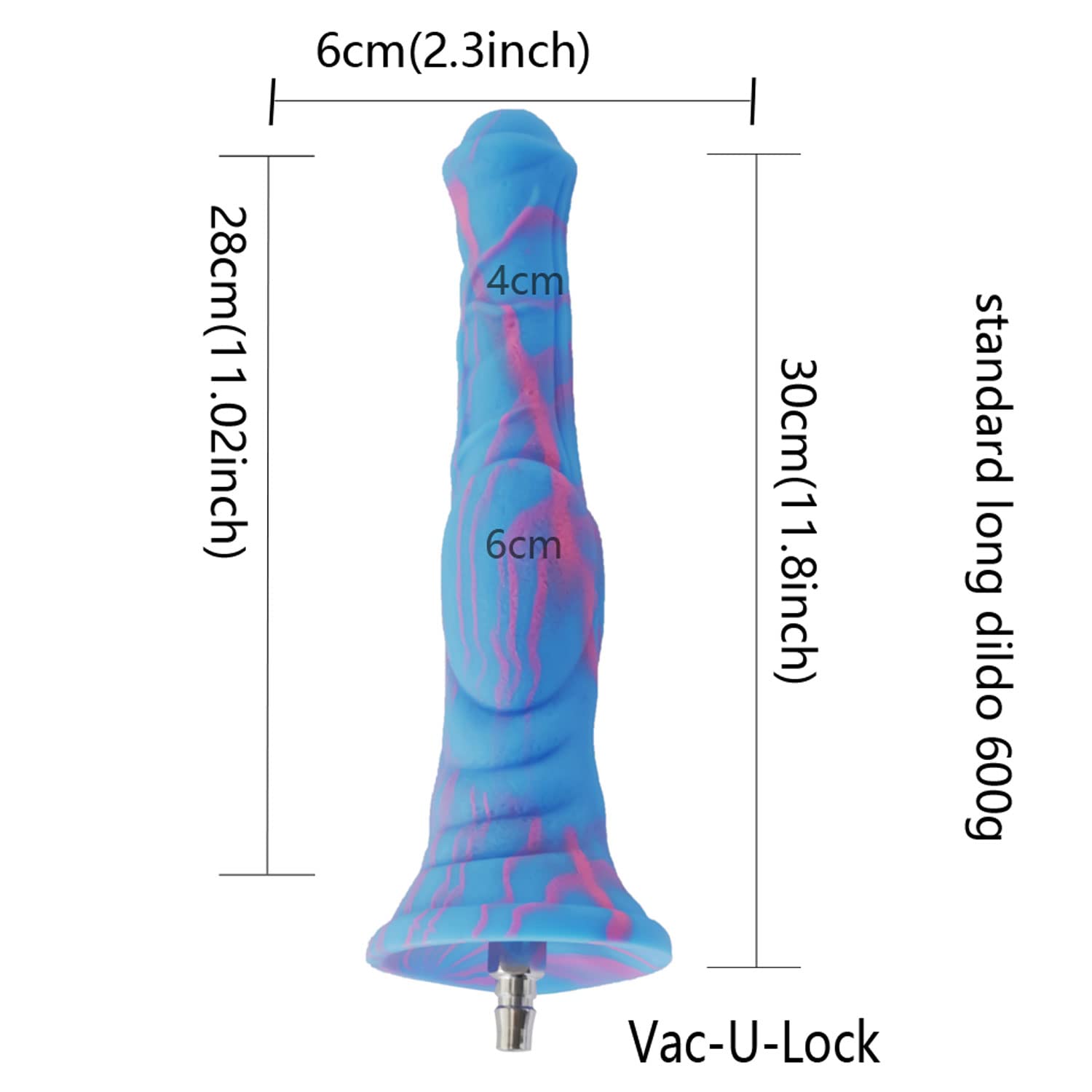 FREDORCH Realistic Silicone Dildo for Sex Machine Vac-U-Lock with Quick Air Connector Device User (Blue, 21.8cm/8.58nch): blue 30cm/11.8 Inch
