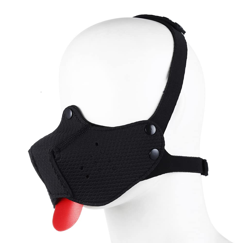 Neoprene Puppy Face Muzzle Dog Hood Mask Play Hoods: Black