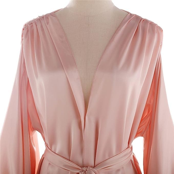 Daily Life Mall Women's Feather Bridal Robes Old Hollywood Maternity Photoshoot Nightgown Silk Bathrobe Long Lingerie - Image 5