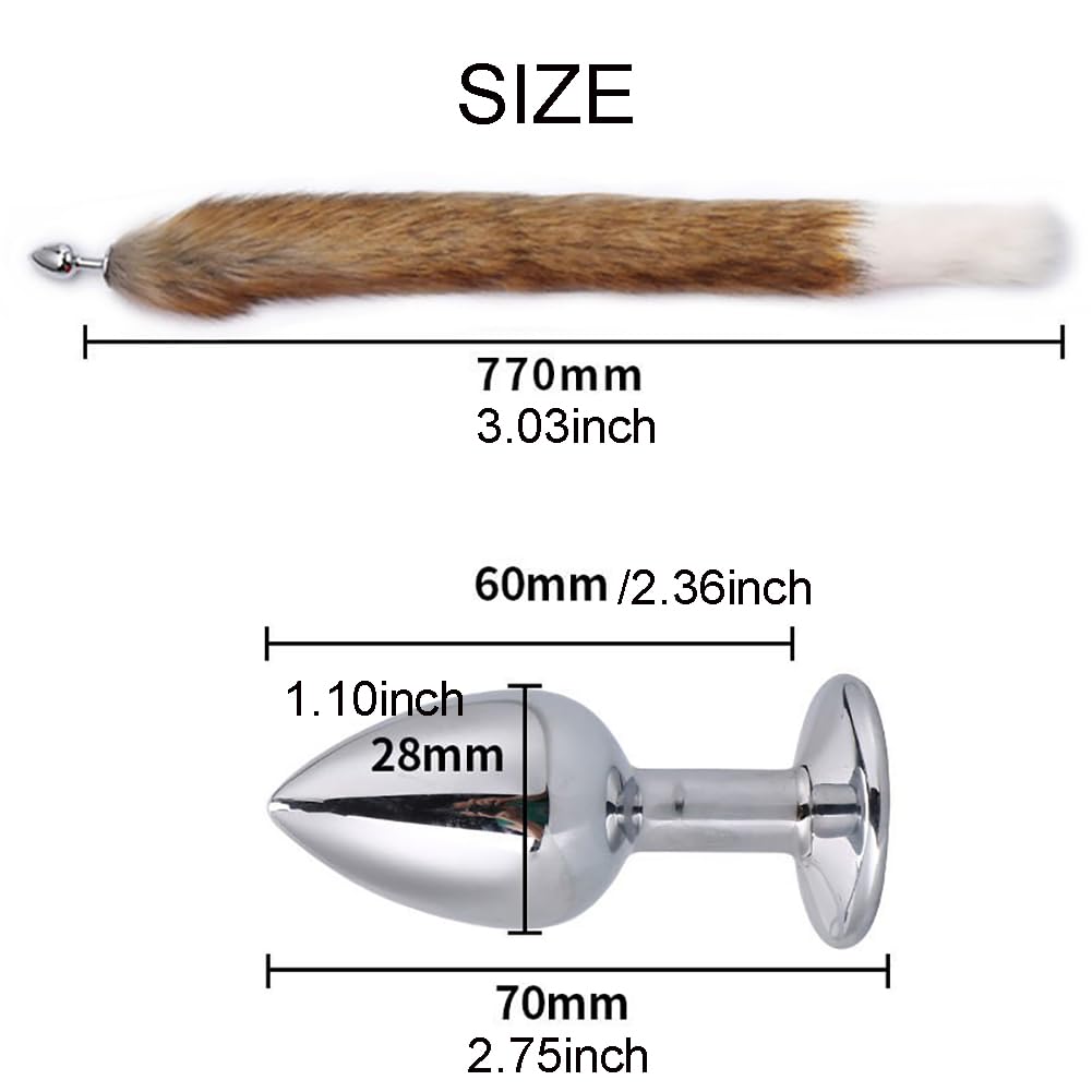 30.3 Inch Fox Animal Costume Tail Faux Fur Wolf Butt Tail Long Anal Butt Plug Fox Cat Butt Plug Furry Plush Tail Plug Valentines Day Cosplay: Black