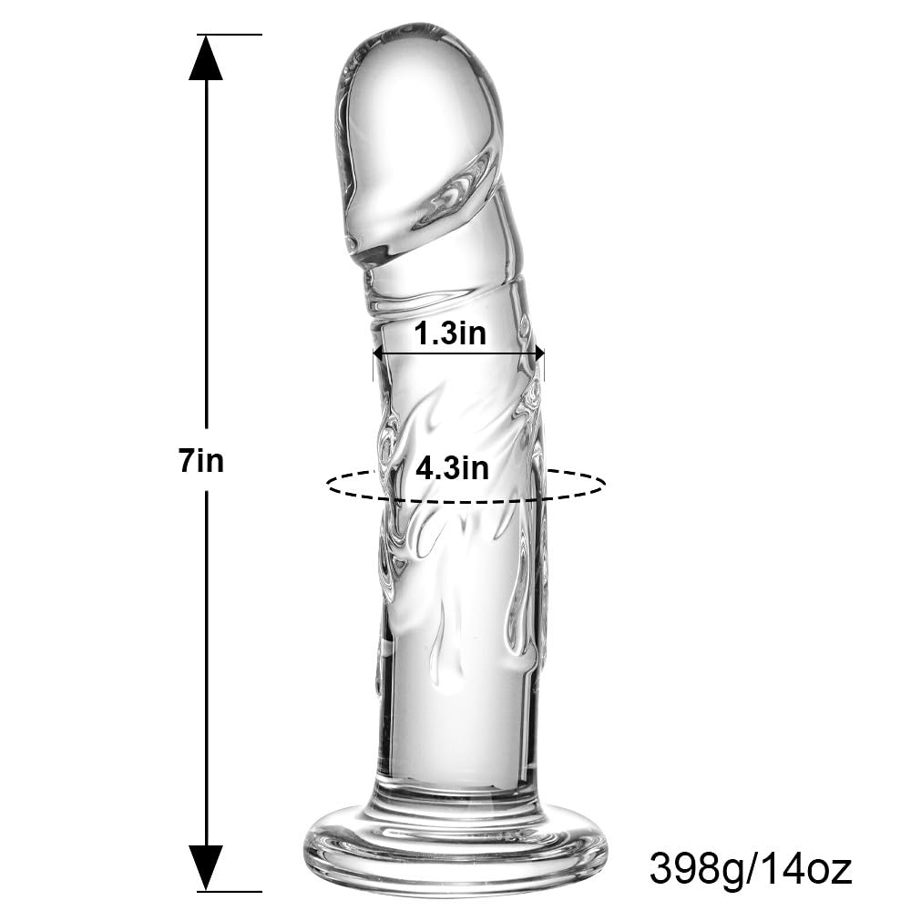 7 inch Small Realistic Glass Dildo, a Lifelike Beginner's Sex Toy, Transparent Crystal Glass Dildo Suitable for Ladies/Gentlemen/homosexuals, Adult Lifelike Anal Cute Toys and Games.