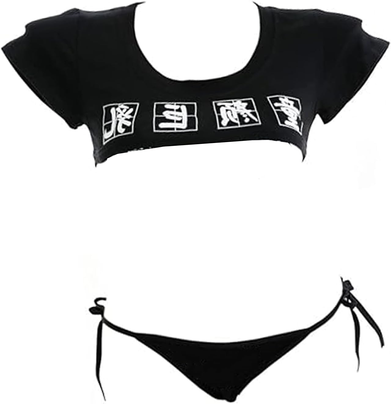 YOMORIO Japanese Lingerie Sexy Crop Top Naughty Underwear Anime Cosplay Costumes (): Black