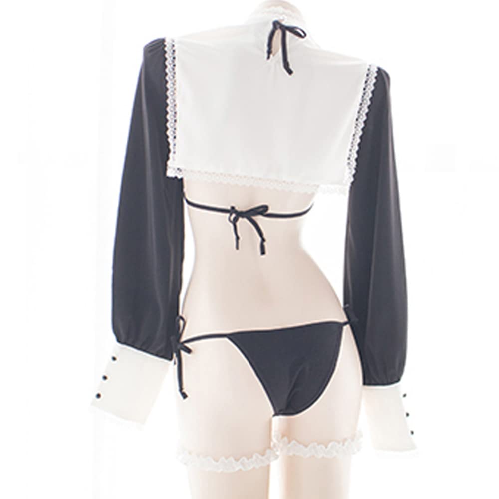 JasmyGirls Kawaii Lingerie Sexy Bad Nun Cosplay Costume Devil Anime Bikini Maid Roleplay Outfit Japanese Lolita Bra and Panty Set Black: JasmyGirls Kawaii Lingerie Sexy Bad Nun Cosplay Costume Devil Anime Bikini Maid Roleplay Outfit Japanese Lolita Bra and Panty Set Black