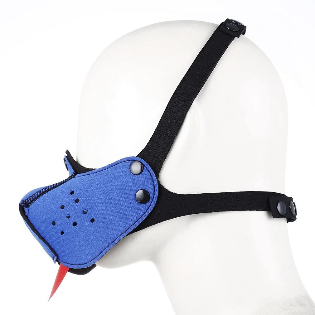 Neoprene Puppy Face Muzzle Dog Hood Mask Play Hoods: Blue