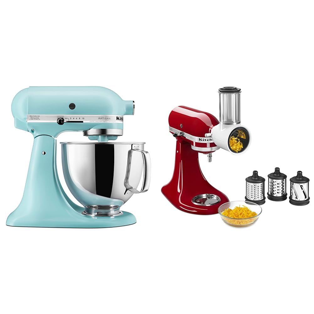 KitchenAid Artisan Series 5 Quart Tilt Head Stand Mixer with Pouring Shield KSM150PS,: Mineral Water Mixer + Slicer/Shredder Attachment