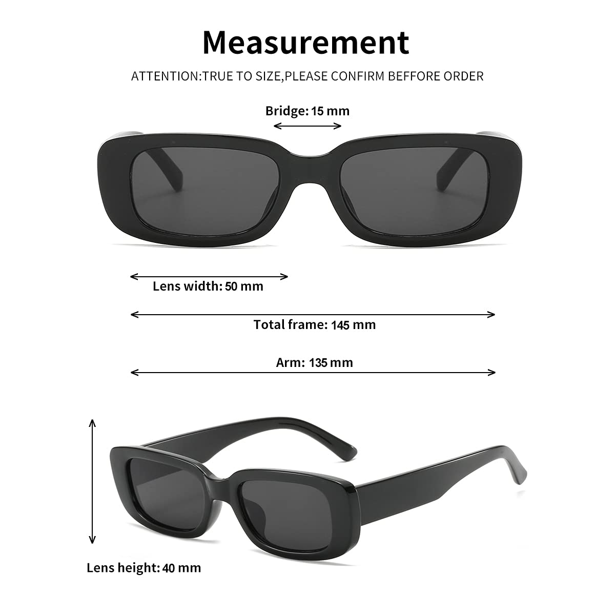 BOJOD Rectangle Sunglasses for Women Retro Fashion Sunglasses UV 400 Protection Square Frame Eyewear thumbnail 5
