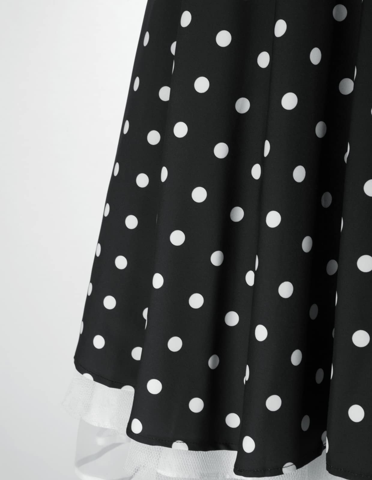 Belle Poque Women's Vintage Sleeveless Solid Floral Ruched Summer Cute A-Line Flowy Swing Midi Dress: Medium Polka Dot