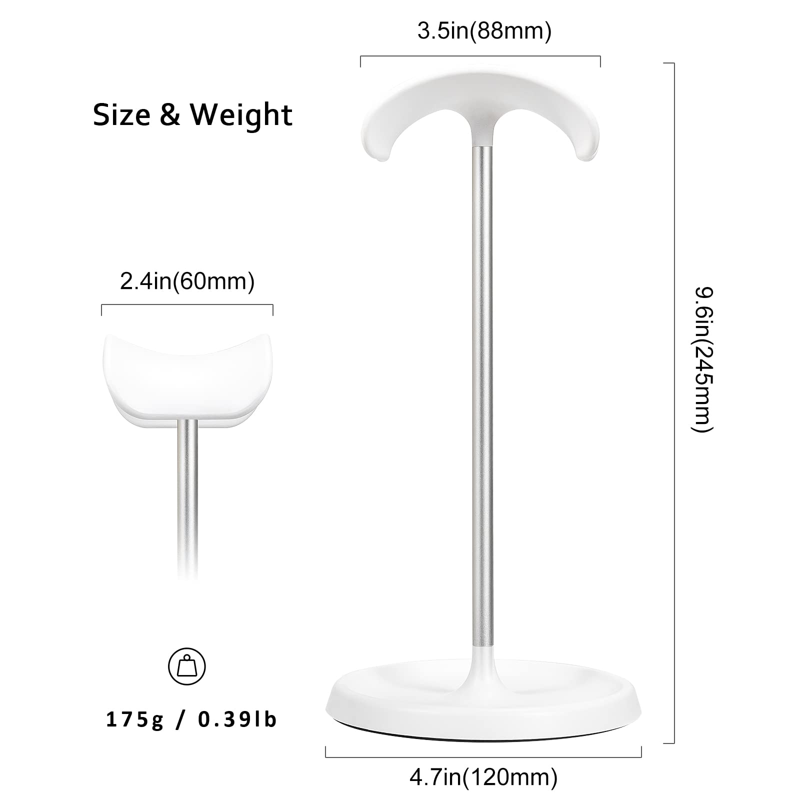 Headphone Stand, Curved Headset Stand with Storage Tray, Heavy Base Gaming Headset Holder for AirPods Max, AirPods, AirPods Pro, Beats, Bose, Sennheiser, Sony and More (): White