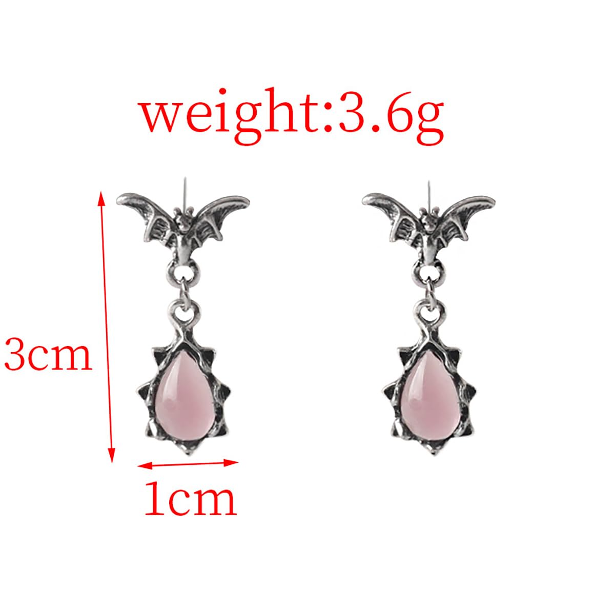 Gothic Dark Bat Zircon Earrings Vintage Red  Crystal Bat Dangle Drop Earrings Variety Gothic Vampire Bat Earrings Punk Rock Hip Hop Bat Animal Earrings Halloween Jewelry for Women and Men: Pink