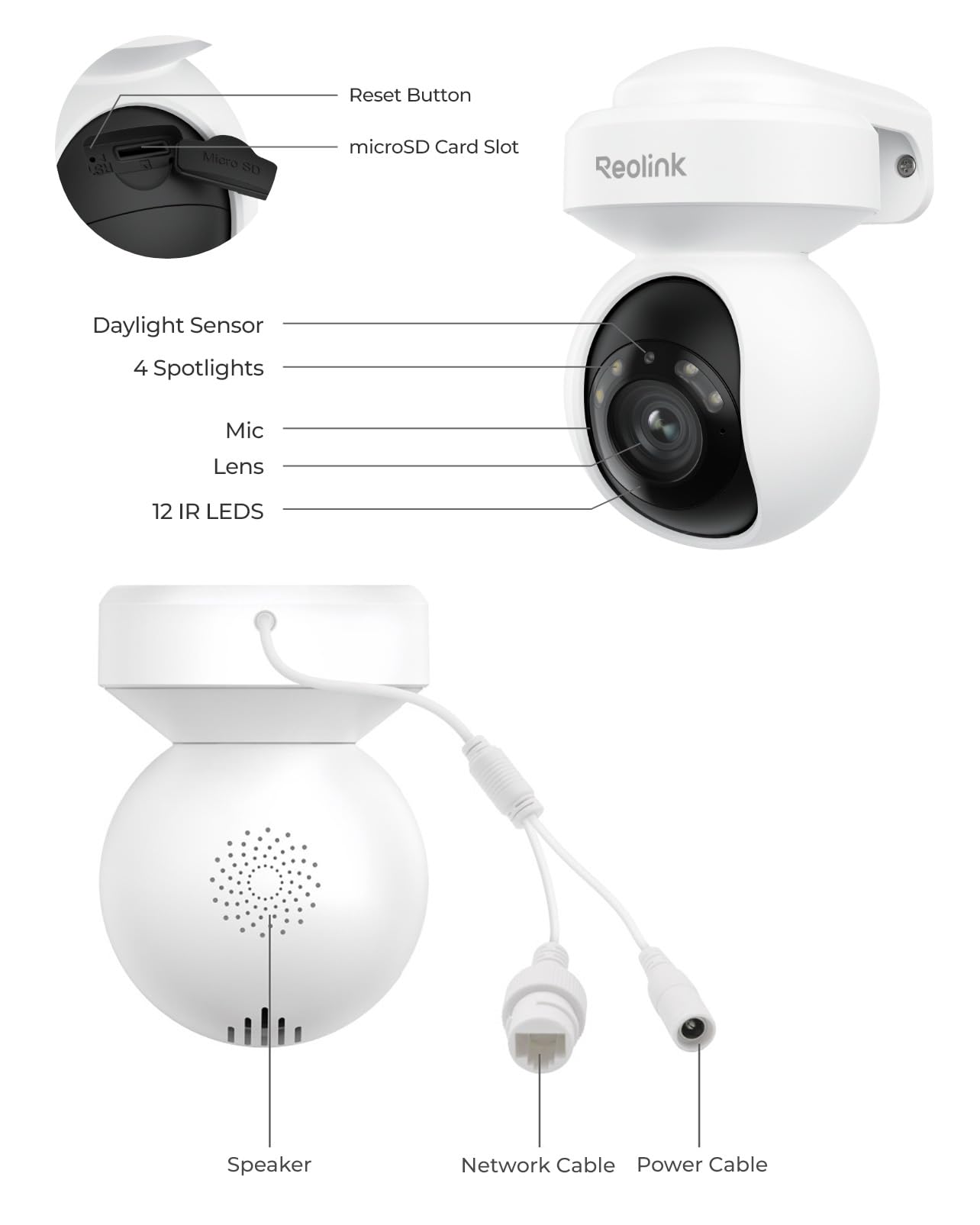 REOLINK 4K Outdoor Plug-in WiFi 6 Security Camera, PTZ Camera for Home Security, Wi-Fi 6 New Tech, Motion Tracking, Smart Detection, 3X Optical Zoom, Motion Spotlight, Local Storage, E1 Outdoor Pro