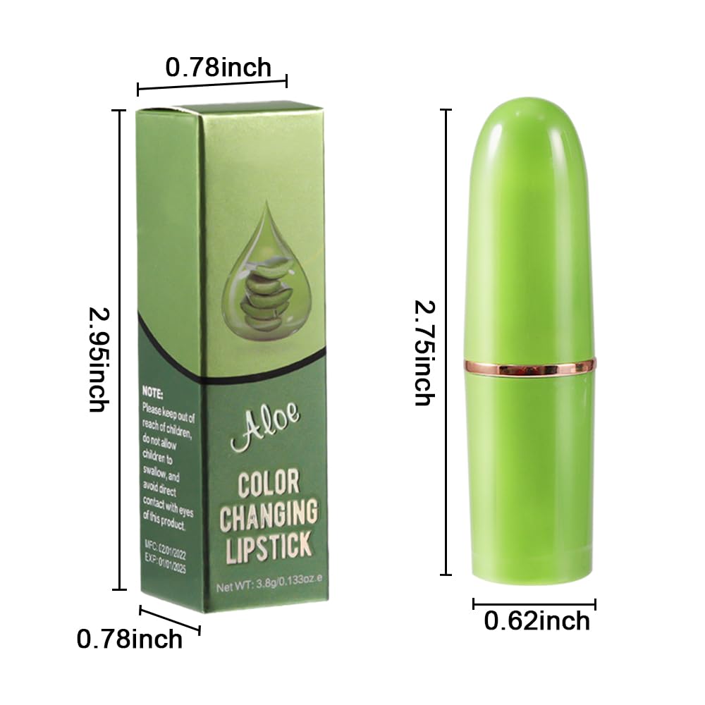 BINGBRUSH Aloe vera Color Changing Lipstick,Moisturizer Long Lasting Lip Care Magic Lip Gloss,Mood Makeup Lipstick Set,24 hours original(3Pcs Aloe+Strawberry+Cherry, 3 Count (Pack of 1)): 1 Count (Pack of 1) 5 Pcs-01#Aloe+02#Strawberry+09#Peach+04#Red Cherry+10#Avocado