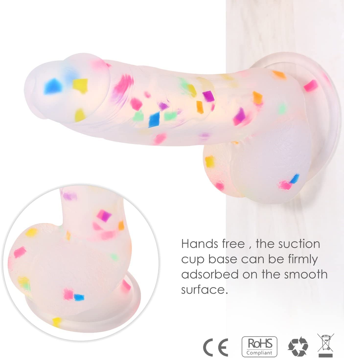 Louviva Confetti Dildo Realistic Clear Silicone Suction Cup Women Sex Toy, 7.6 Inch, Sex Toy for Adults: Louviva Confetti Dildo Realistic Clear Silicone Suction Cup Women Sex Toy, 7.6 Inch, Sex Toy for Adults
