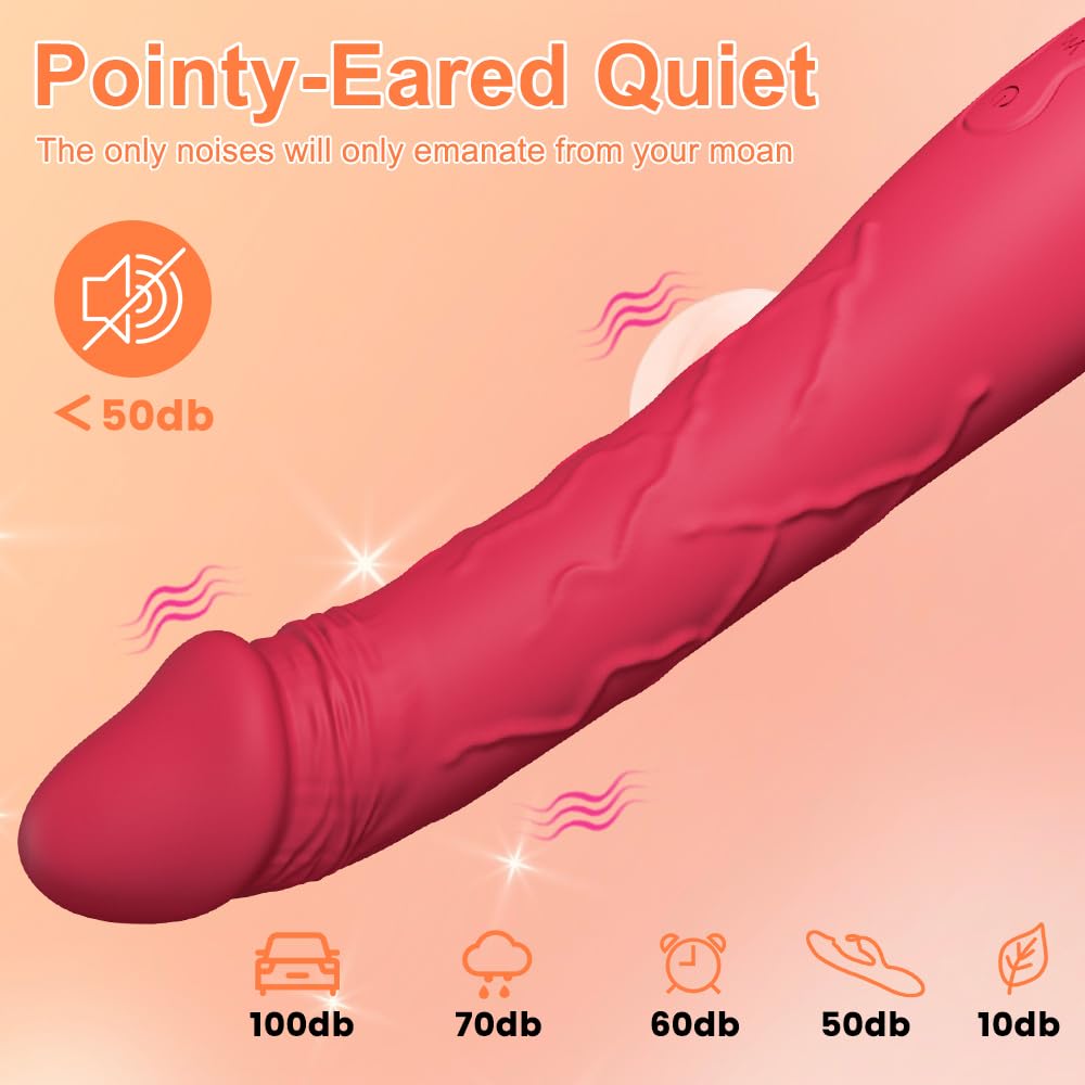 7.6 Inch Realistic Dildo Vibrator for Women，10 Powerful Vibration Modes for Clitoral and G-spot Stimulation, Waterproof Rose Adult Sex Toys for Women and Couples: Rose red