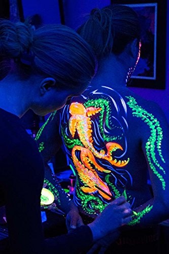 [6 Bottles, 1 oz. Each] Body Paint Glow Blacklight Reactive Neon Fluorescent Paint - Safe For Skin - Washable - Non-Toxic - Six Colors Kit: [6 Bottles, 1 oz. Each] Body Paint Glow Blacklight Reactive Neon Fluorescent Paint - Safe For Skin - Washable - Non-Toxic - Six Colors Kit