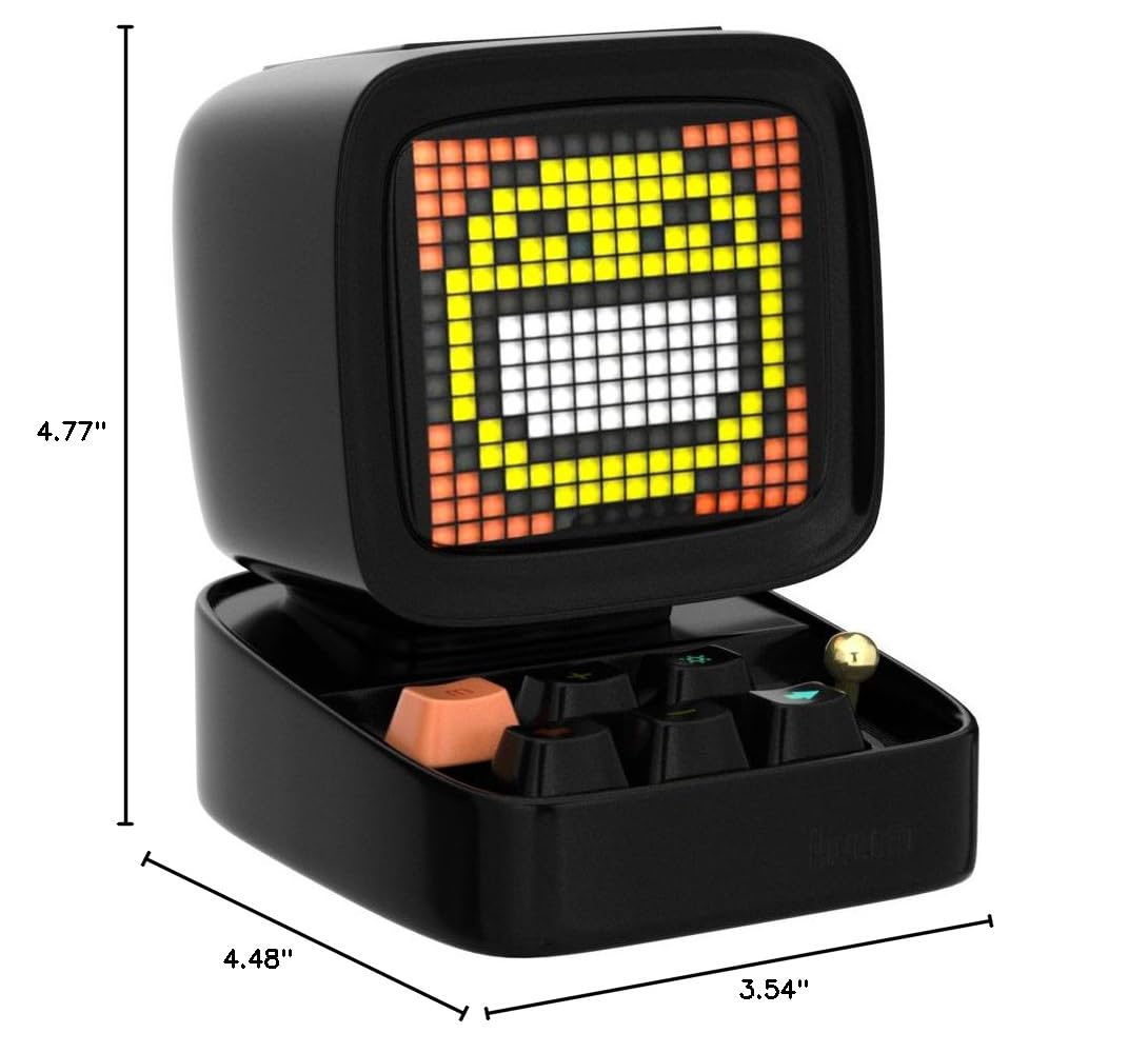 Divoom Ditoo Retro Pixel Art Game Bluetooth Speaker with 16X16 LED App Controlled Front Screen (): Black
