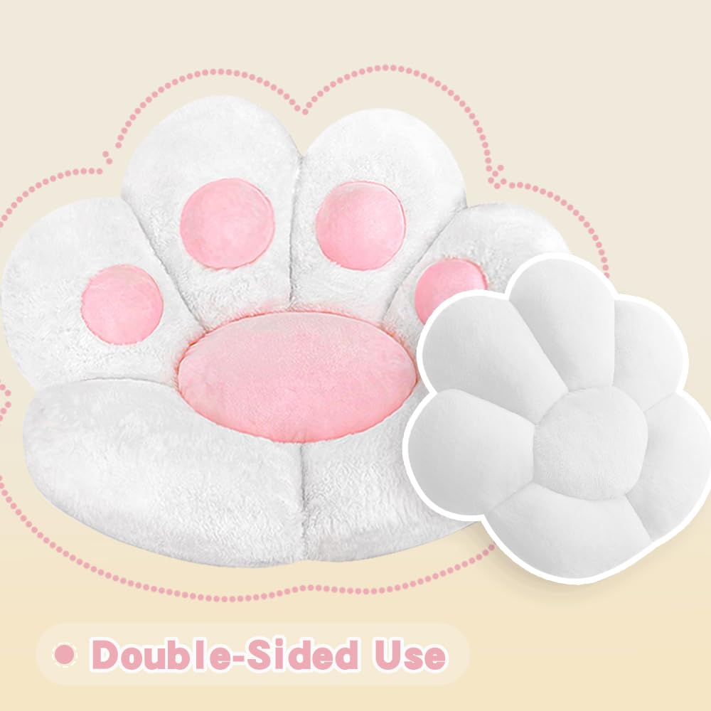 MOONBEEKI Cat Paw Cushion Chair Comfy Kawaii Plush Seat Cushions Shape Lazy Pillow for Gamer Chair 28"x 24" Cozy Floor Cute Seat Kawaii for Girl Worker Gift, Dining Room Bedroom Decorate Black: White 28 Inch