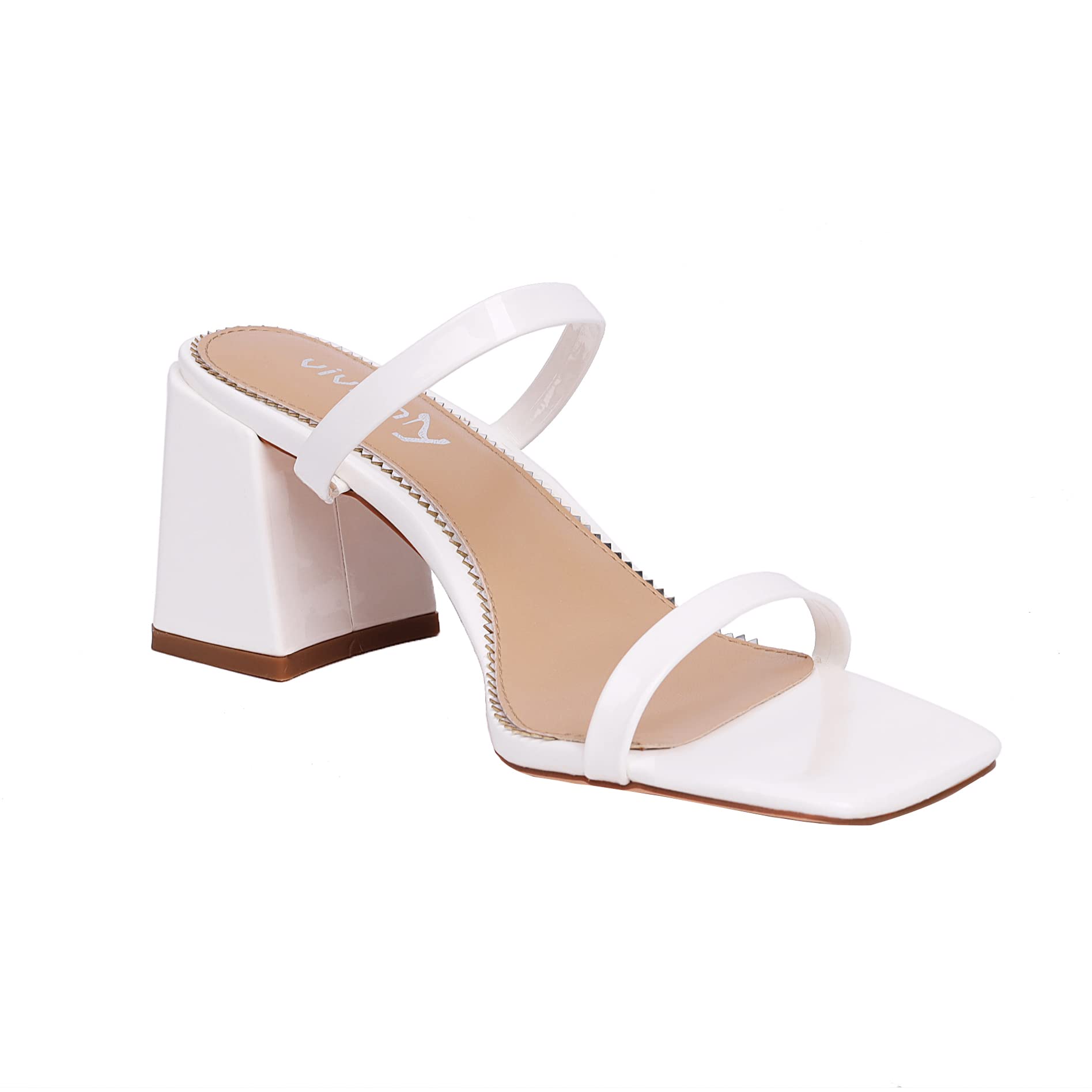 vivianly Women's Low Block Heels Sandal Square Open Toe Chunky High Heels Slip on Heeled Sandals Mules Slide for Party Wedding Dress Shoes thumbnail 5