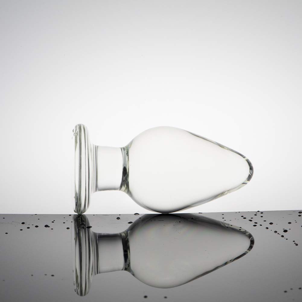 FST Large Anal Plug Crystal Mushroom Shape Butt Plug Glass Massage Bum Plug Sex Toys for Women Men Masturbation Transparent: M(5*10cm)