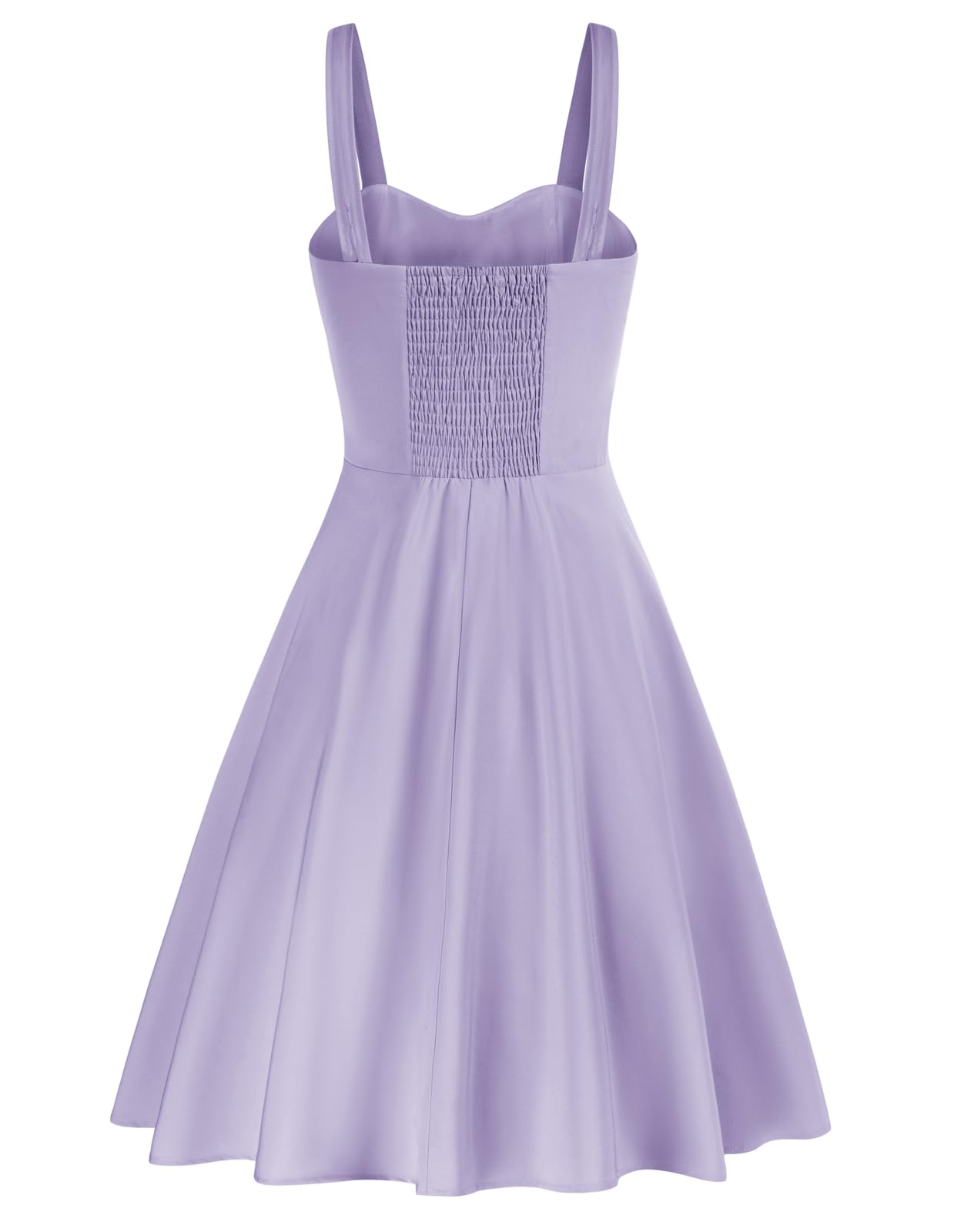 Belle Poque Women's Vintage Sleeveless Solid Floral Ruched Summer Cute A-Line Flowy Swing Midi Dress: Medium Lilac