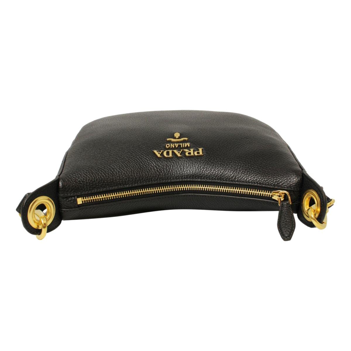 Prada Black Vitello Phenix Leather Web Stripe Strap Crossbody 1BC166: Prada Black Vitello Phenix Leather Web Stripe Strap Crossbody 1BC166