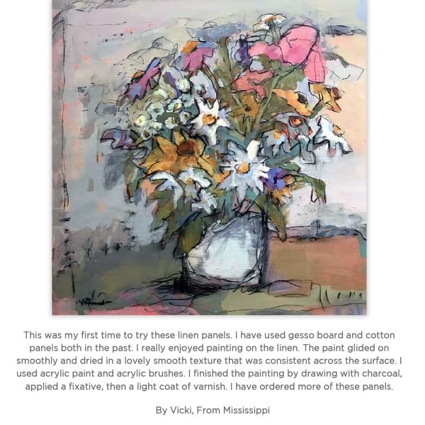 Centurion All-Media Primed Linen Panels - 8x10" 3 Pack - 11oz Universal Primed Canvas Boards for Painting, Mounted on MDF Wood, Non-Warping, Ideal for Artists, Professionals, and Painters: 10x10 in