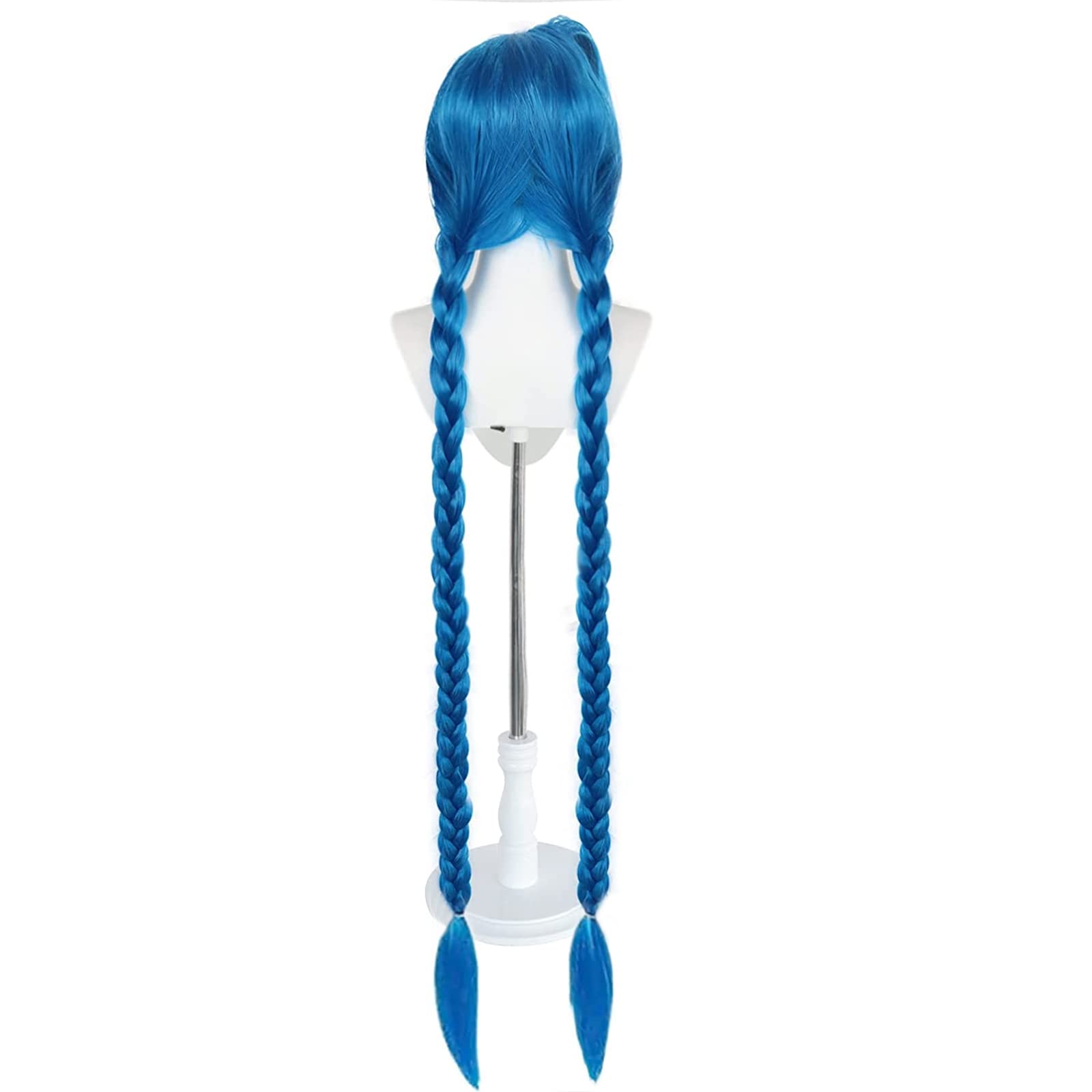 Ebingoo Blue Braided Cosplay Wig for Women + Wig Cap Long Straight Synthetic Costume Wig for Halloween Costume Anime Party: Blue 1