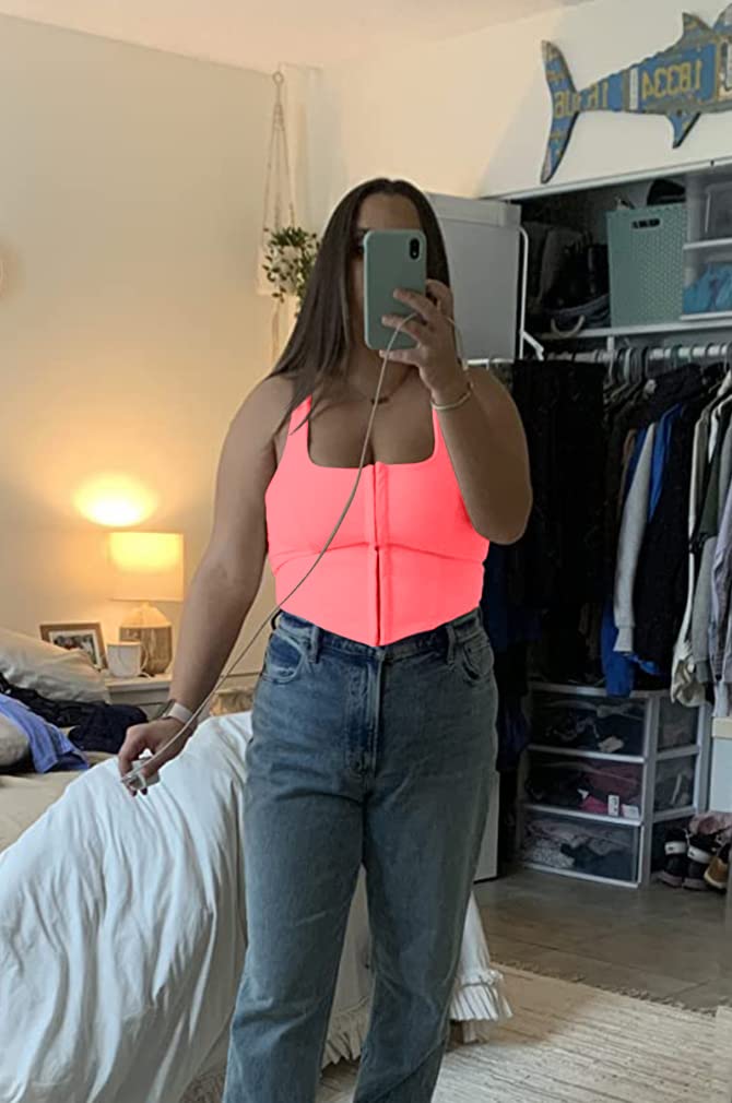 TOB Women's Sexy Sleeveless Central Single-Row Clasp Club & Night Out Crop Tank Top thumbnail 3