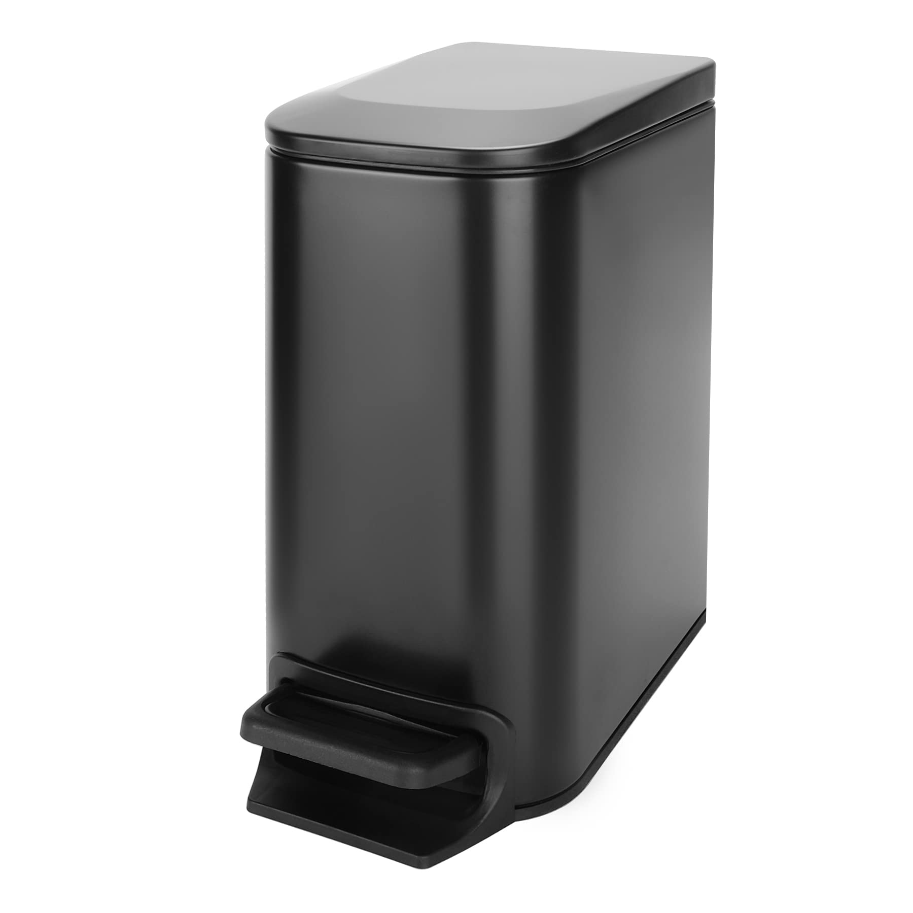 Cesun Small Bathroom Trash Can with Lid Soft Close, Step Pedal, 6 Liter / 1.6 Gallon Stainless Steel Garbage Can with Removable Inner Bucket, Anti-Fingerprint Finish (): Matt Black