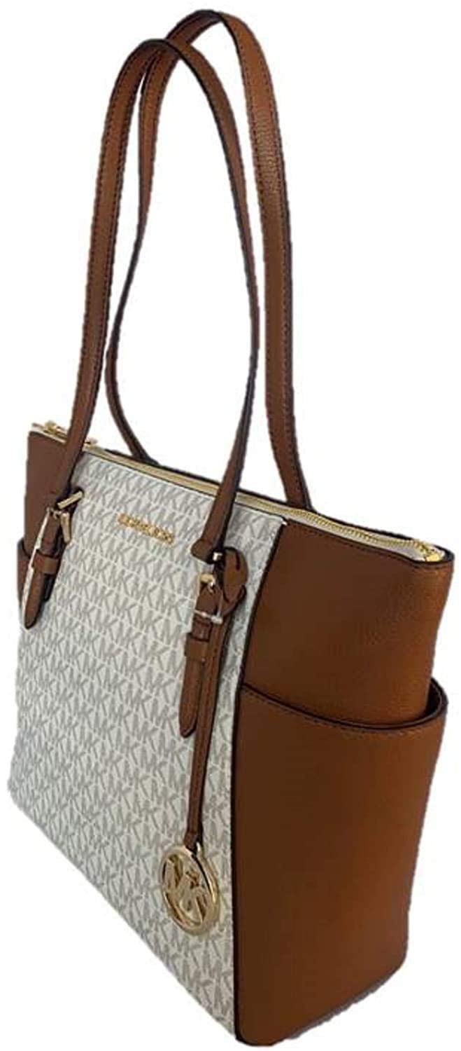 Michael Kors Charlotte Saffiano Leather Tote Handbag Shoulder Bag Purse, Merlot: Michael Kors Shoulder Bag, Electric Pink Multi