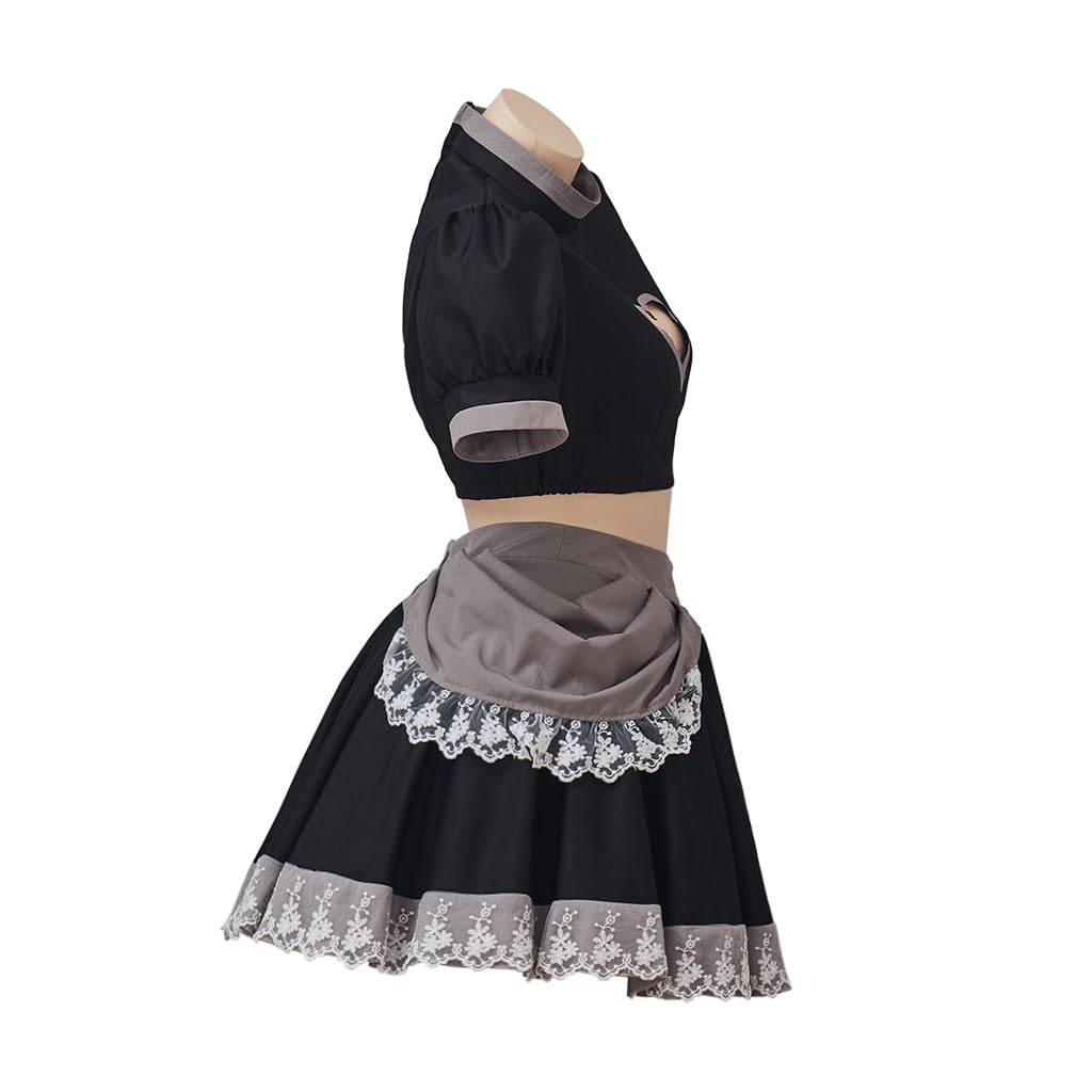 Willyacos Bowsette Cosplay Dress Sexy Black Short Princess Bowsette Cosplay Costume Dress Tops Skirts Outfit for Adult Women: Small Black