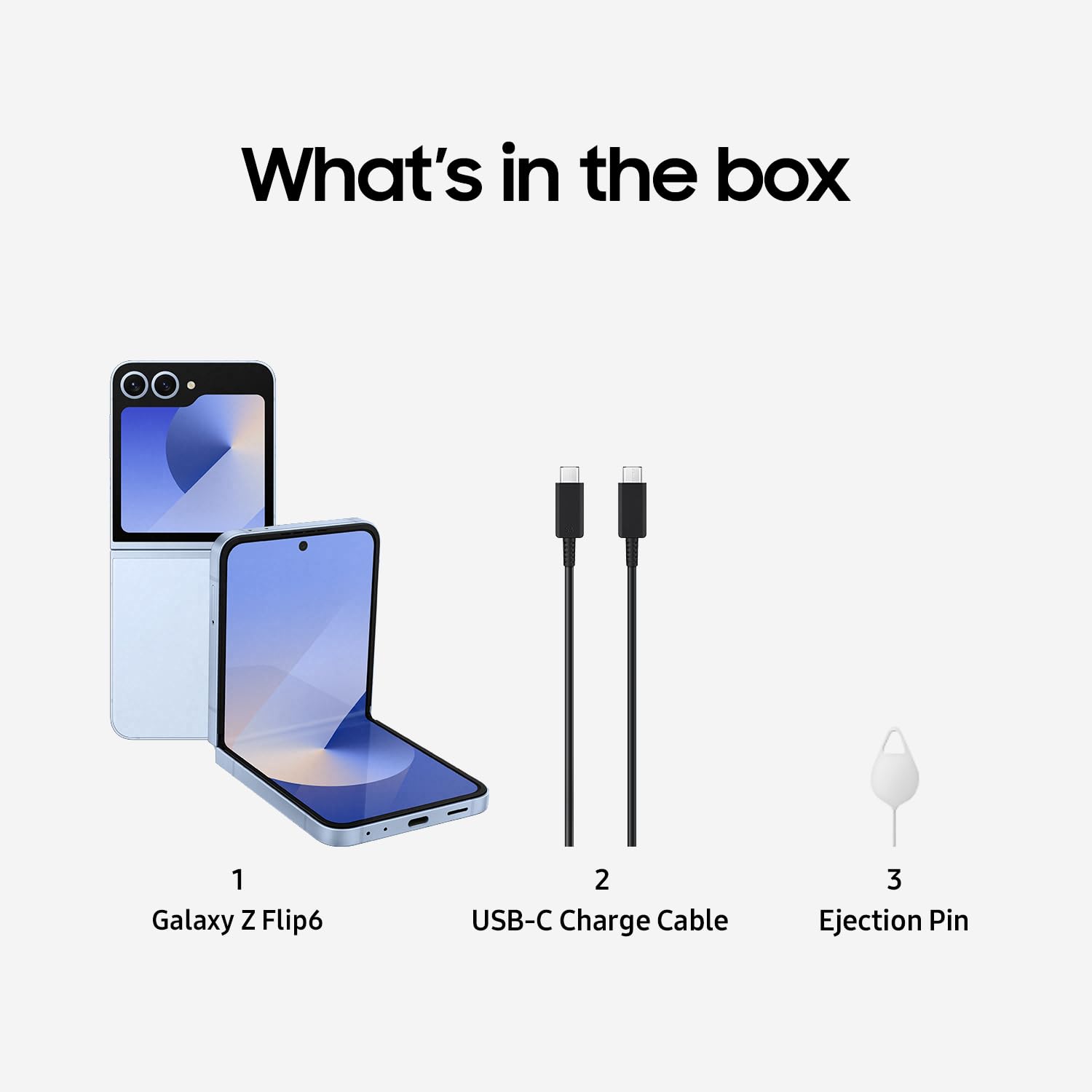 Samsung Galaxy Z Flip6, 512GB Unlocked Android Smartphone, FlexCam, Photo Assist, Camcorder Mode, Live Interpreter, Foldable Design, Pocket-Sized Portability, 2024, US 1 Yr Warranty, Silver Shadow: Blue 256GB Phone Only