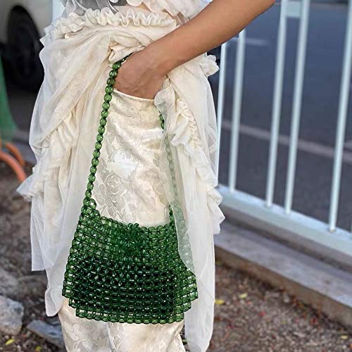 Abvokury YIFEI Women Green Colored Transparent Beaded Acrylic Shoulderbag Evening Handmade Crossbody Bags: Abvokury YIFEI Women Green Colored Transparent Beaded Acrylic Shoulderbag Evening Handmade Crossbody Bags