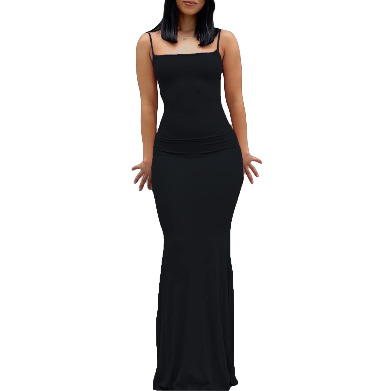 Women Bodycon Maxi Slip Dress Summer Sleeveless Strappy Backless Evening Party Long Dress