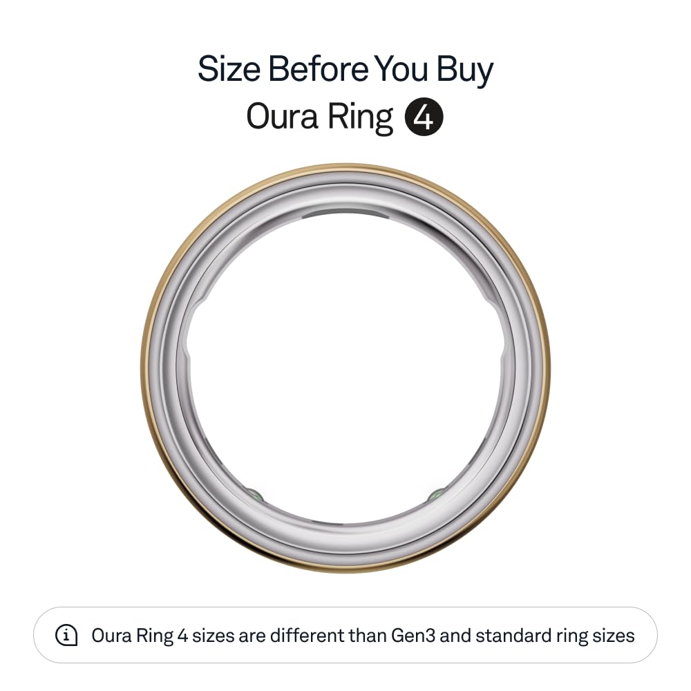 Oura Ring 4 - Gold - Size 7 - Smart Ring - Size First with Oura Ring 4 Sizing Kit - Sleep Tracking Wearable - Heart Rate - Fitness Tracker - Up to 8 Days of Battery Life: Gold 7