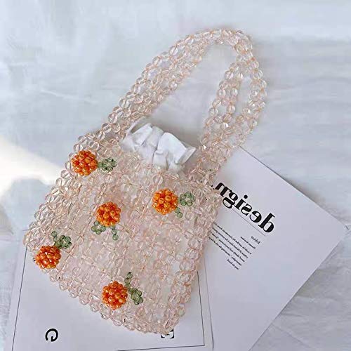 Abvokury YIFEI Women Orange Colored Transparent Flower Beaded Acrylic Shoulderbag Evening Bags for Wedding Party: Abvokury YIFEI Women Orange Colored Transparent Flower Beaded Acrylic Shoulderbag Evening Bags for Wedding Party
